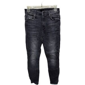 Mother High Waisted The Looker Ankle Denim Dark Gray Wash Leave The Light On 27